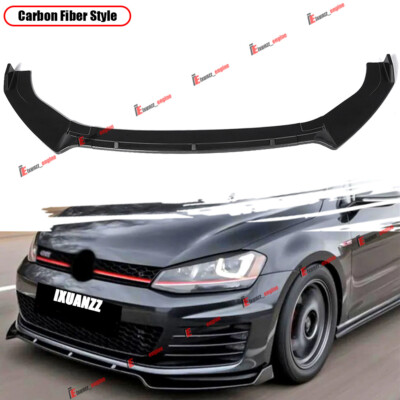 For Golf GTI R Base MK7 2014-19 Front Bumper Lip Splitter Spoiler Carbon Look