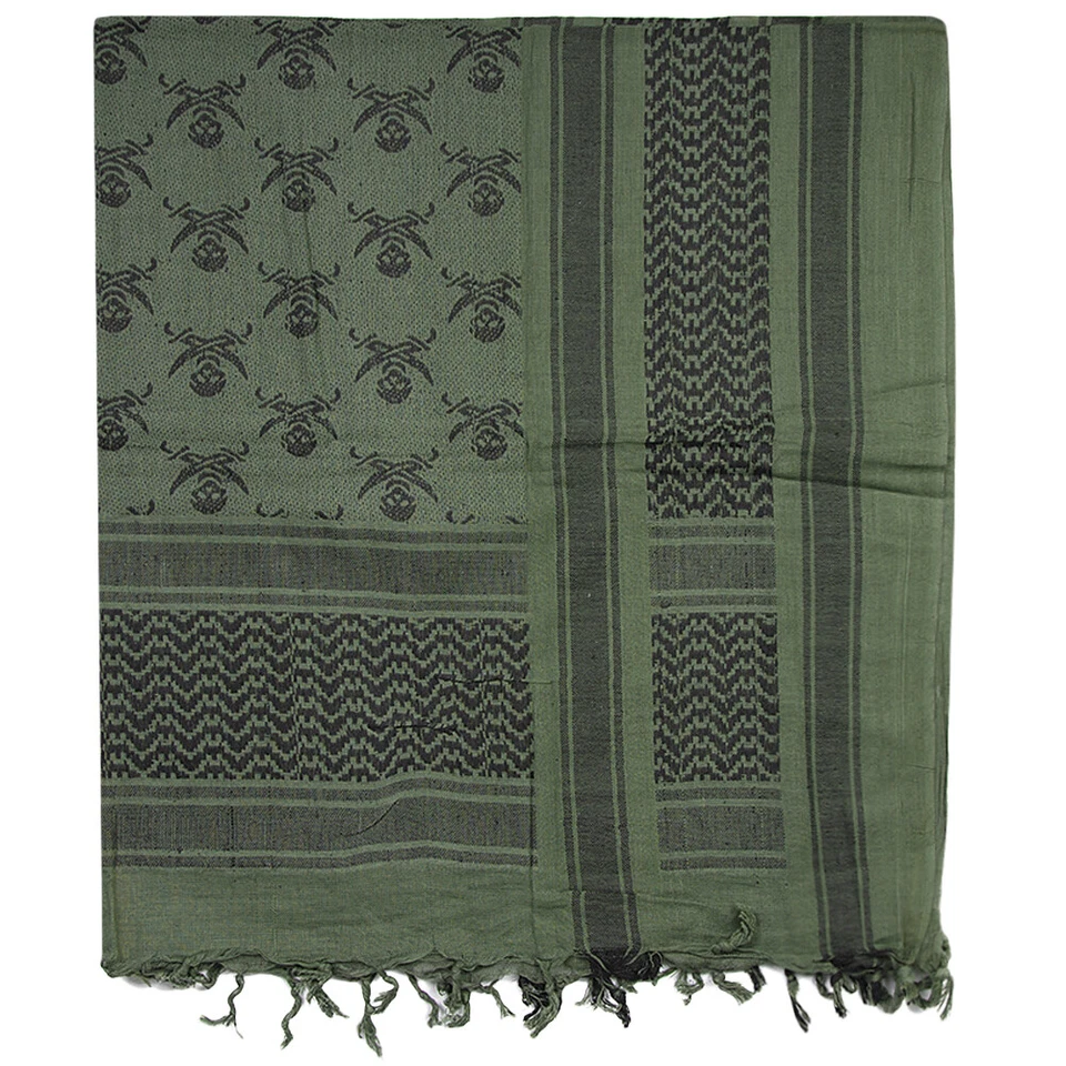 Mil-Tec Shemagh Écharpe Skull Extérieur Bandana Randonnée Foulard Olive / Noir - Photo 1/1