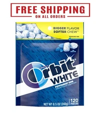 NEW Orbit White Peppermint Sugar Free Chewing Gum, Value Pack - 120 Ct Bag Free