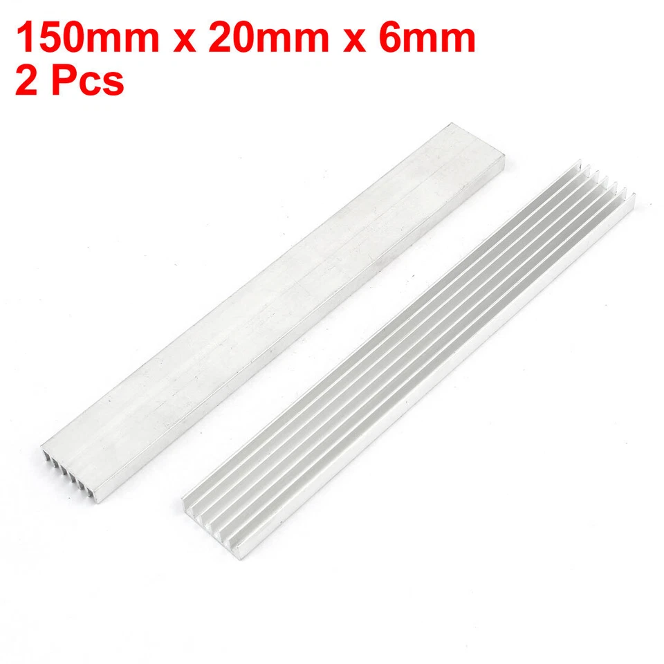 2 Stücke silberne Ton Aluminum Kühler Wärmeleit Kühlkörper 150mmx20mmx6mm - Bild 1 von 1