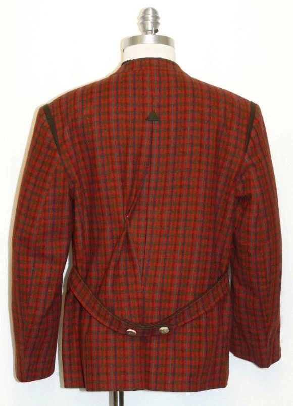CHAQUETA DE LANA A CUADROS ROJA Y VERDE Abrigo Alemán Caza Montar Mujeres Vestido 8 10 M B42" Foto 4 de 4