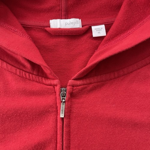 J. Jill 1/2 Zip Hooded Sweatshirt Womens XL Red Pullover Modal Blend Holiday - Picture 4 of 7