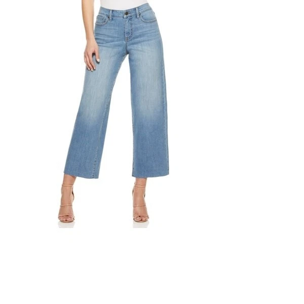 Sofia Vergara Women's Luisa Wide Leg Crop Jeans with Raw Hem SIZE 8 BLUE  --R2