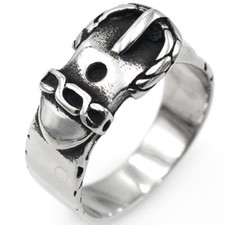 Vintage Belt Buckle Ring Men's Stainless Steel Fashion Biker Punk Ring Size 7-13