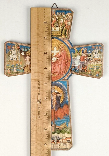 Kruzifix detaillierter Kunstdruck Jesus Gott Kreuzigung Engel letztes Abendmahl Vintage F440 - Bild 8 von 8