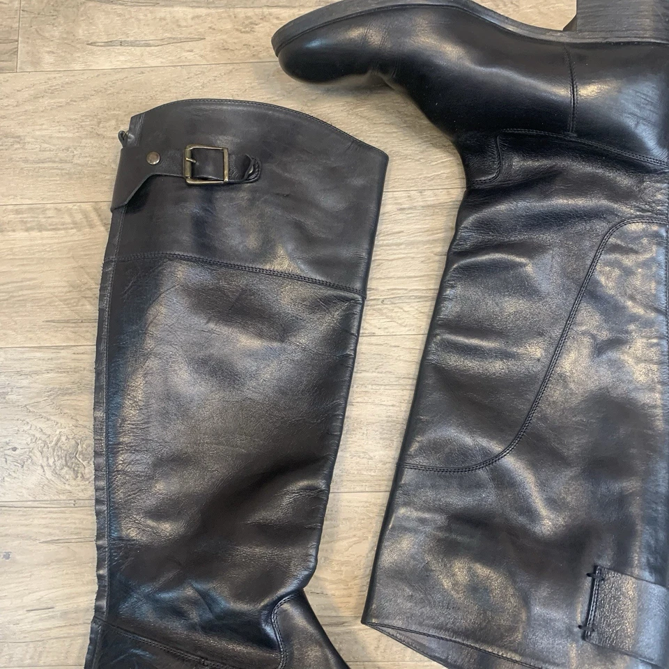 Saks Fifth Avenue 10022 обуви Италии кожи высокий езды назад молнии ботинки 38 7,5 - Изображение 2 из 4