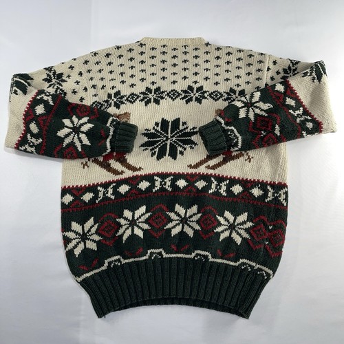 Vintage Ralph Lauren Strick Pullover Skifahrer Schneeflocke Bär Polo 90er Large Leinenmischung - Bild 16 von 18