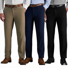 Haggar Men's Dress Pant - Straight Fit Stretch Trousers - Super Flex Waistband