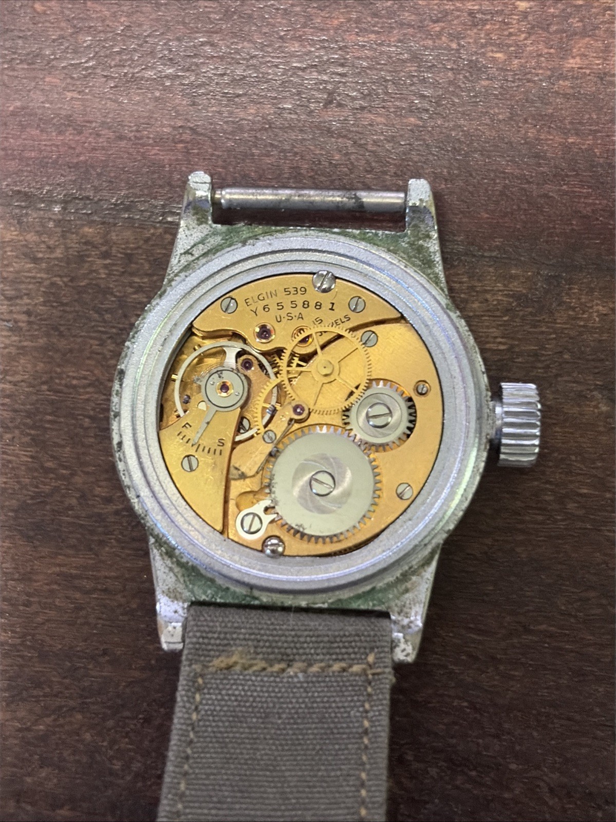WW2 Elgin A-11 Military Pilot Watch NOS Strap Replacement Crown And Case image 5