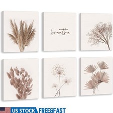 6 Piece Botanical Wall Art Set Framed Dried Flower Canvas Decor Living Room Yoga