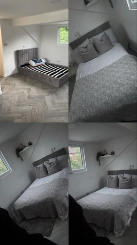 Small Double Ottoman Bed with Mattress Grey 4ft By 6ft