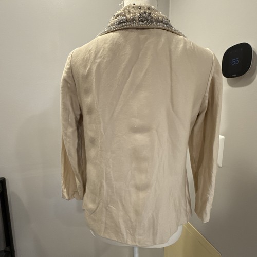 Vintage Lizzette Mammoth Detroit Boutique Size S Embellished Jacket Blazer Ivory - Picture 5 of 11