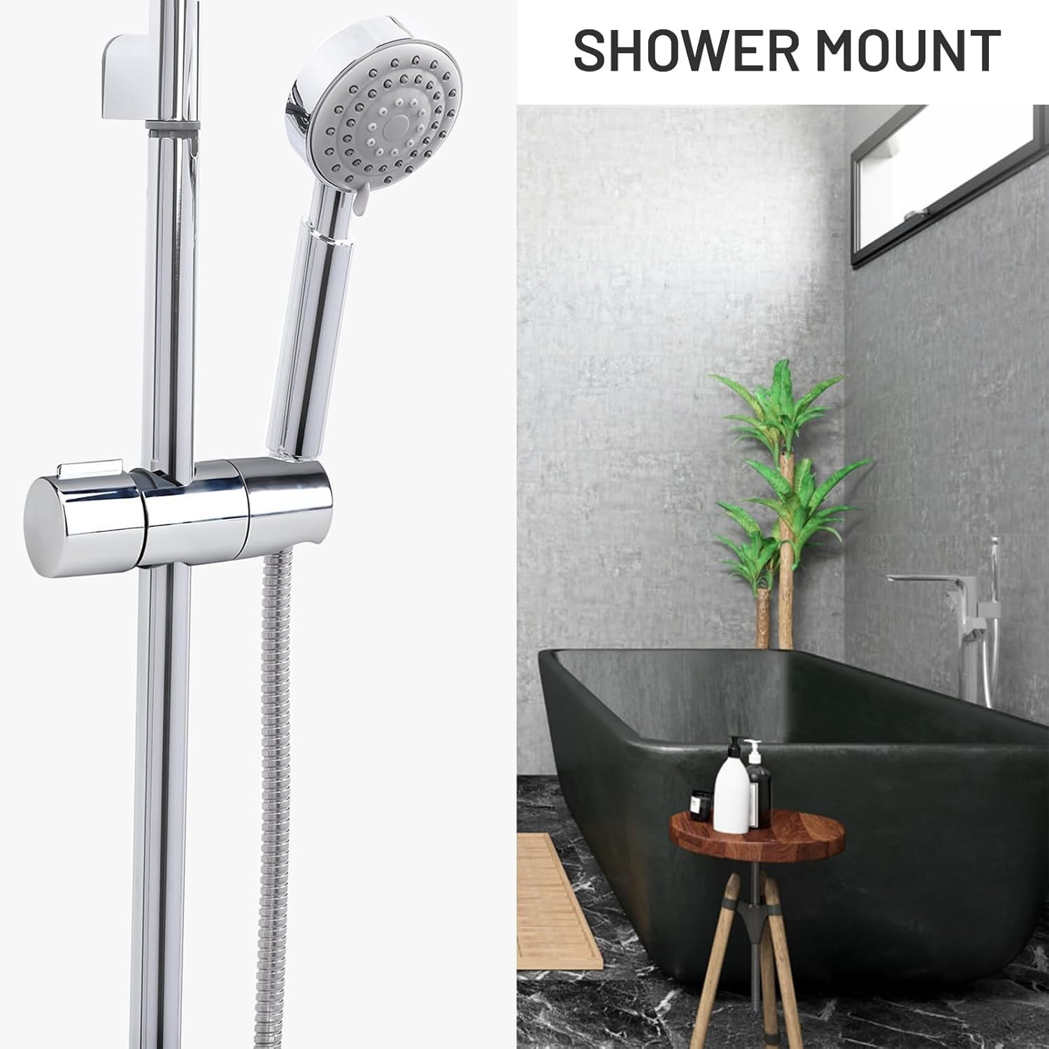 Adjustable Universal 18-25mm Chrome Shower Rail Head Slider Holder Bracket