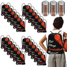48 Pcs Basketball Party Favors - 24 Pcs Lightweight Drawstring Bags & 24 Bask...
