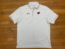 White Under Armour Wisconsin Badgers EUC Polo Shirt Men's M Medium