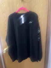 Victoria's Secret PINK Fleece Oversized Crew Sweatshirt XXL Pure Black Wellness
