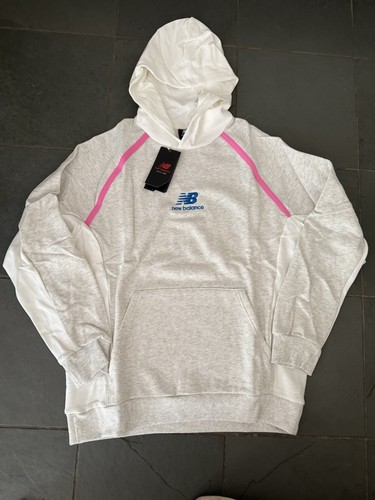 NWT NEW BALANCE HOODIE SWEATSHIRT ADULT LARGE WHITE PINK BLUE