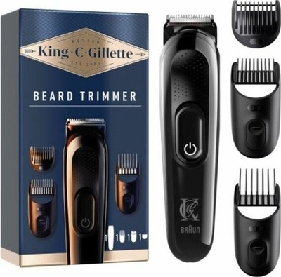 Gillette King C. Gillette Akku-Barttrimmer mit 3 Aufsätze kabelloser Trimmer