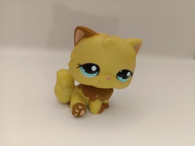 Authentic Littlest Pet Shop LPS #1673 Persian Long Hair Cat Brown & Tan blue Eye