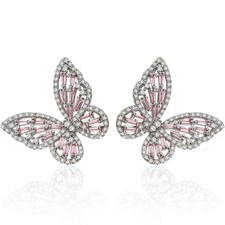 Butterfly Earrings for Women Gold Crystal Earrings Fashion Cubic Zirconia Ste...