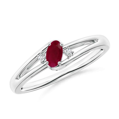 6x4mm Oval Ruby Three Stone Ring 925 Sterling Silver Minimalist Gift for He