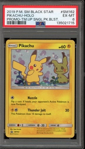 Pokemon Pikachu Team Up Blister Pk. Black Star Holo Promo SM162 PSA 6