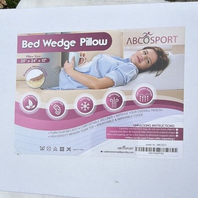 ABCO SPORT Bed Wedge Pillow 25x24x12 in Beige Memory Foam Hypoallergenic ABC2211