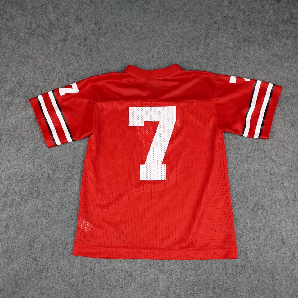 Camiseta de fútbol americano Ohio State Buckeyes juvenil roja mediana Nike NCAA número 7 malla Foto 2 de 4