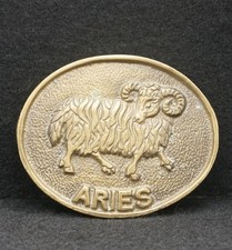 WC01155 VINTAGE 1970s  ARIES   MAR 21 - APR 20 SOLID BRASS ASTROLOGY BUCKLE