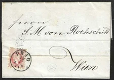 AUSTRIA 1874 Folded Mourning Cover Prag to Von Rothschild in Wien