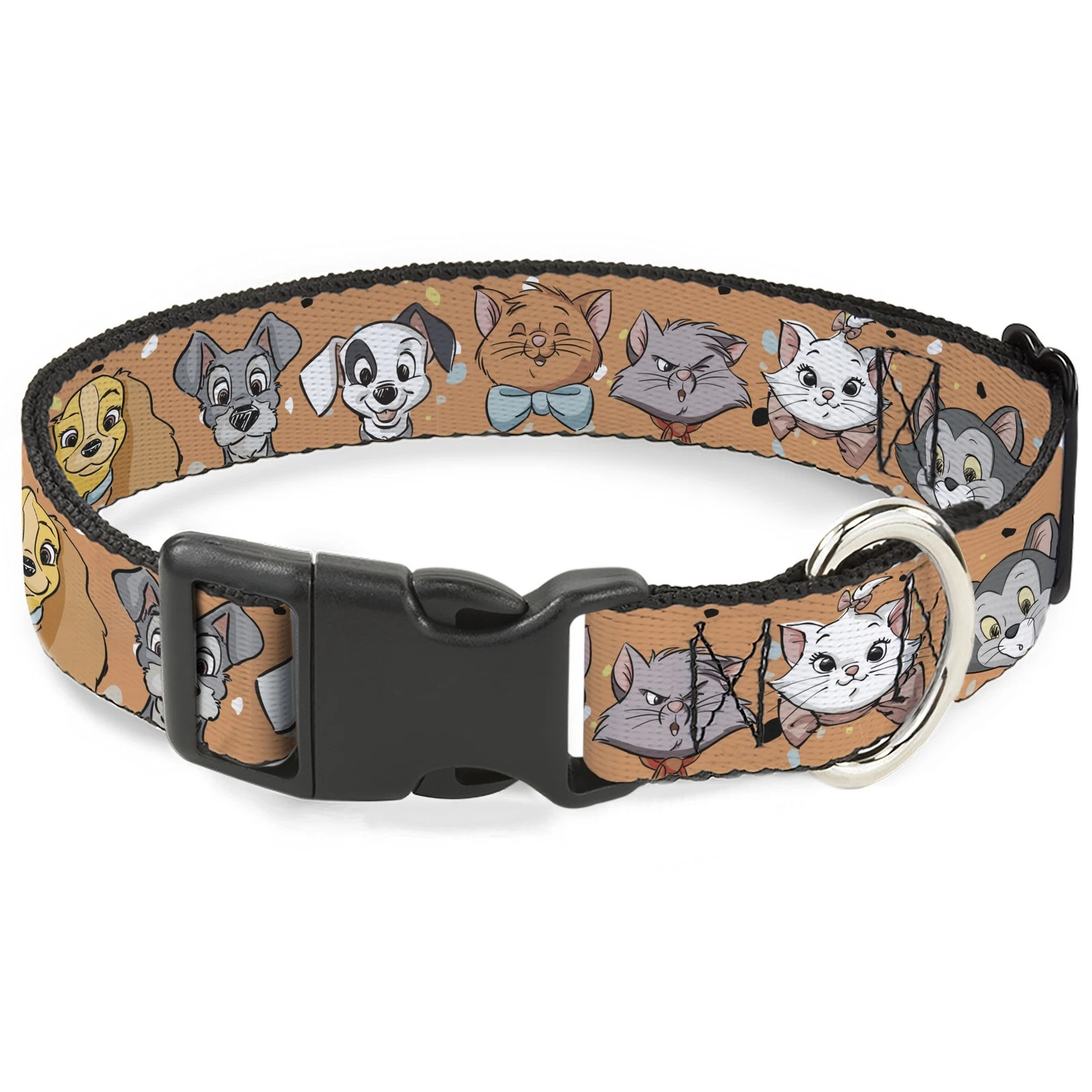 Plastic Clip Collar Disney Cats and Dogs Faces Orange NARROW-Small 7-8.5"
