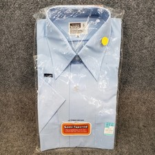 Vintage Montgomery Ward Men's Dress Shirt 15.5 SS 1970's NOS BLUE