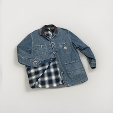 RRL Double RL Ralph Lauren Denim Coverall Chore Jacket M USA Flannel Vintage 90s