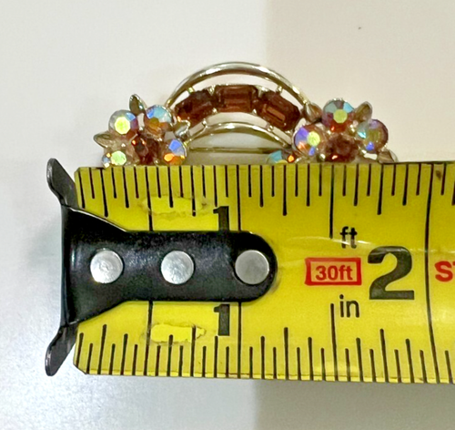 Vtg Lisner Grand Parure Topaz Amber Rhinestone Necklace Bracelet Earrings Brooch - Picture 23 of 24