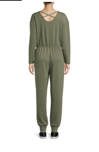 🆕NO BOUNDARIES Junior’s Green Long Sleeve Jumpsuit Size XL (15-17) 💚 - Picture 2 of 3