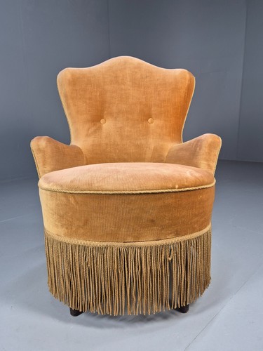Vintage Danish Lounge Chair Gold Velour 1930s Boudoir Suite EB9136 VCLO - Picture 20 of 21