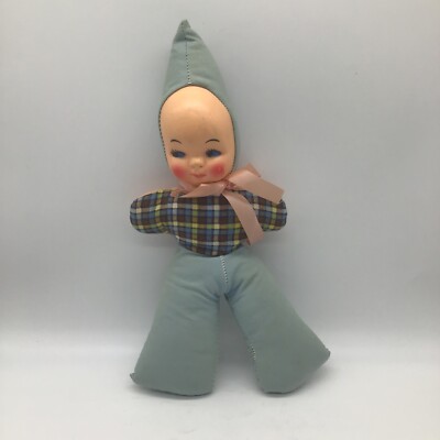 Vintage 50s Carnival Prize 15  Kewpie Doll, Multicolor W/Plastic Face