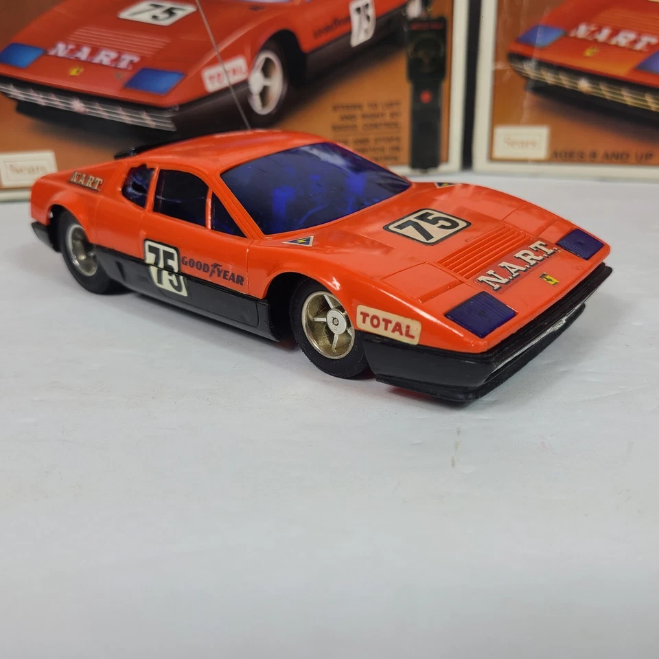 Lot 2 Vintage Sears Radio Controlled Ferrari 512 BB with Original Box Motors RUN - Image 4 of 4