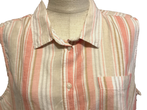 TIME AND TRU CAMICIA SMANICATA CON BOTTONI STRISCIA CAMPANA CORALLO Tg 3XL* - Foto 2 di 10