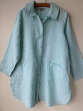 Flax Designs Linen Jacket M Nwot Daily Duster Jade Stria