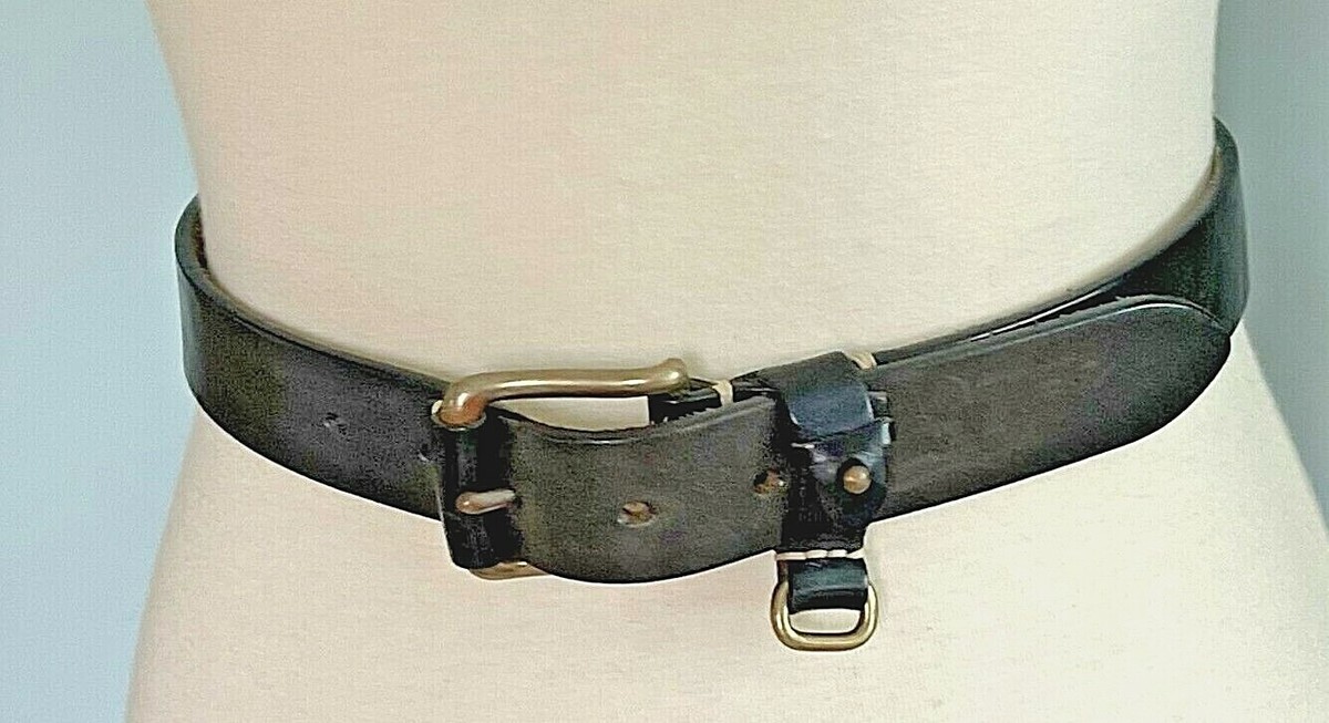 POLO RALPH LAUREN Black Leather Belt w/ Brass Buckle (up to  display picture 3