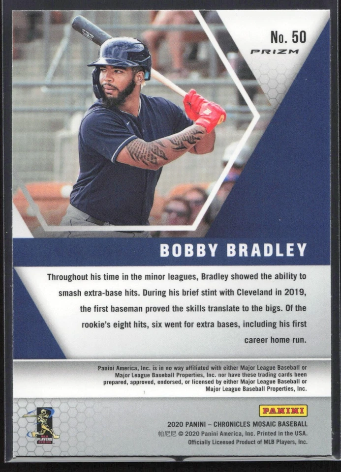 2020 Panini Chronicles Mosaic Silver Prizm Bobby Bradley RC #50 Cleveland - Image 2 of 2