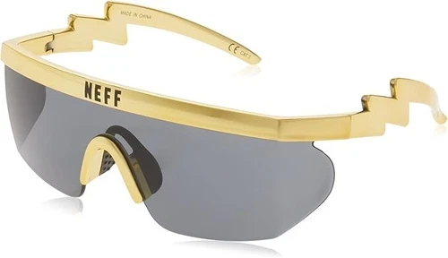 NEFF Men's Brodie Wrap Around Sport UV400 Sunglasses Rectangular Gold New