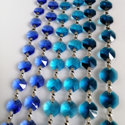 22Yard 14mm Crystal Octagon Bead 3Color Sliver Bowtie Chain Chandelier Party DIY