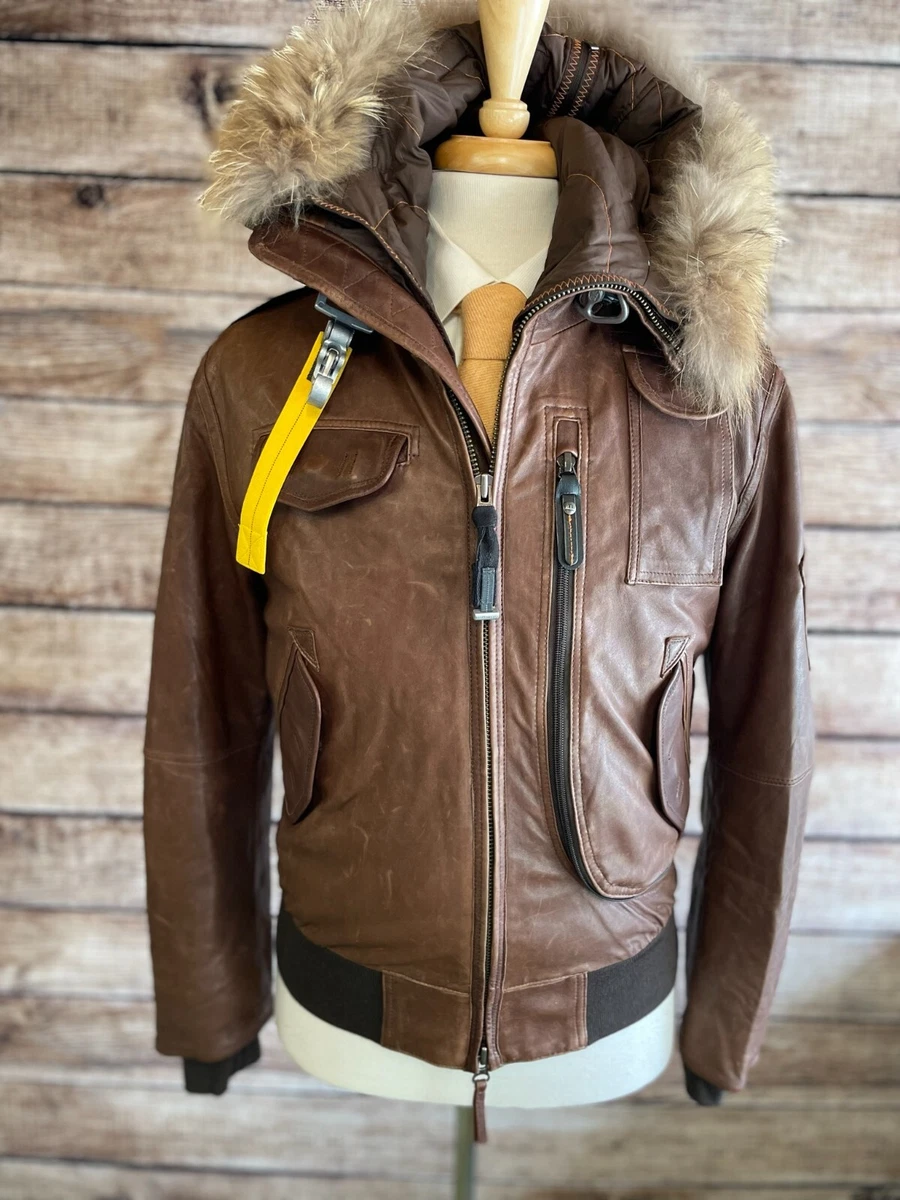 Parajumpers Leather Bomber Jacket Size S w/ Fur Goose Down | eBay