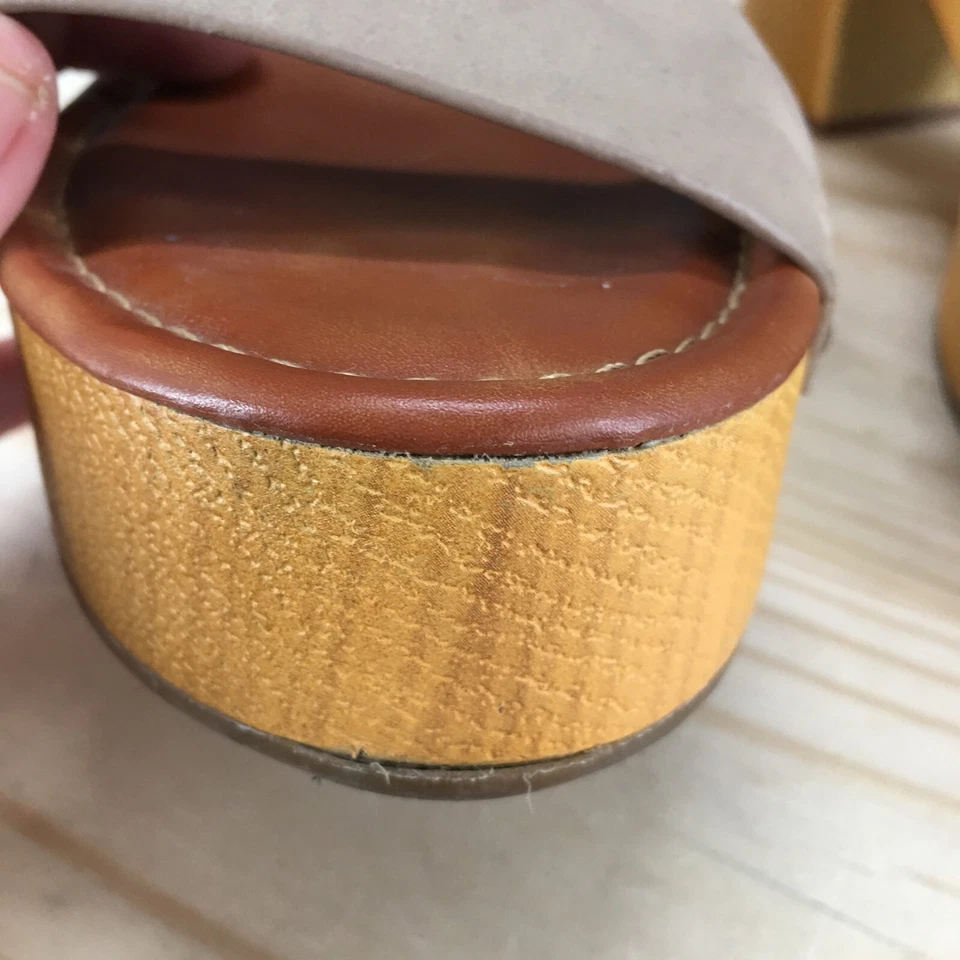 Mia Sandals Womens 9.5 M Sabrina Ankle Strap Brown Faux Leather Open Toe Block - Image 4 of 4