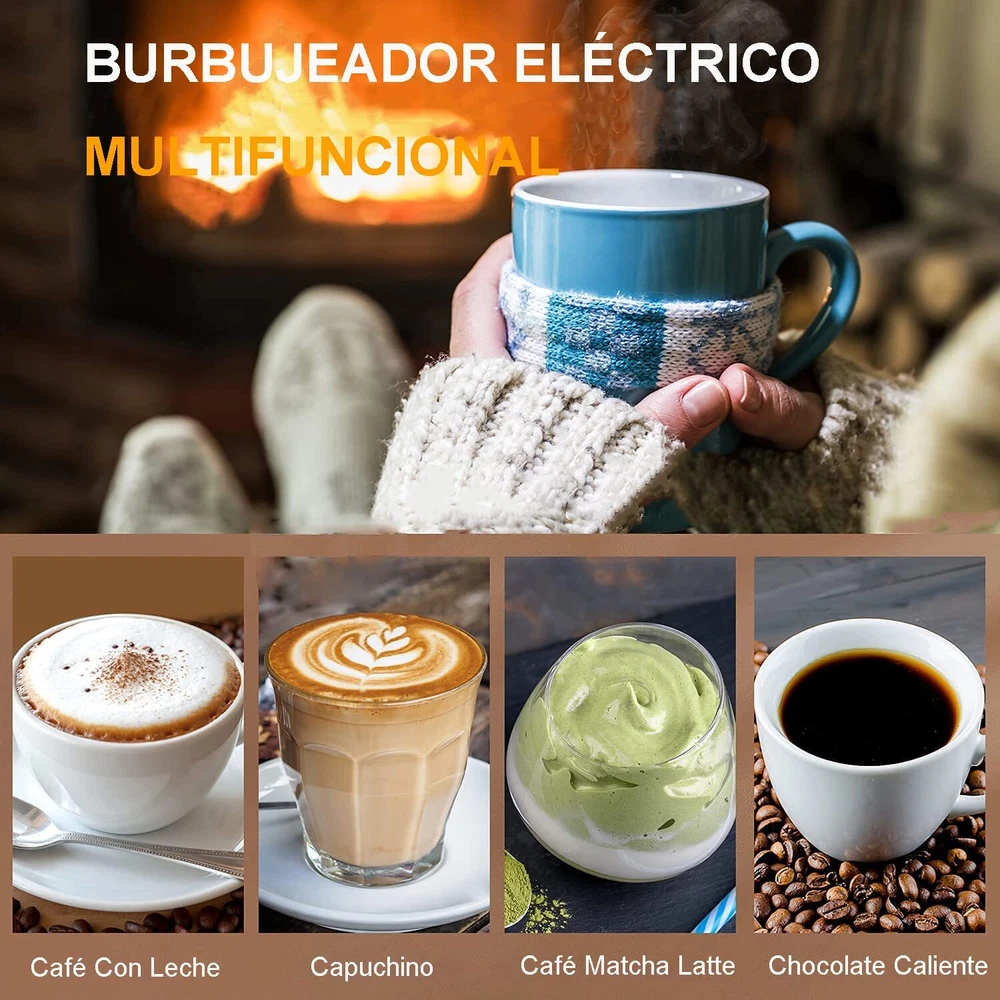 Milk Frother Handheld USB Rechargeable Electric Foam Maker with 3 Heads 3 Adj...