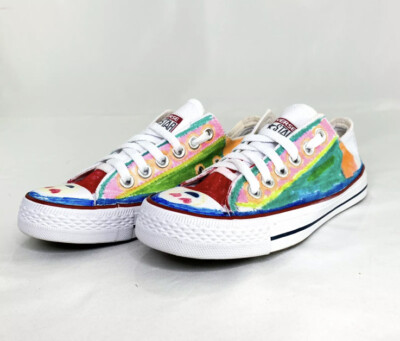Converse All Star White Used As An Art Canvas UNISEX MEN'S SZ