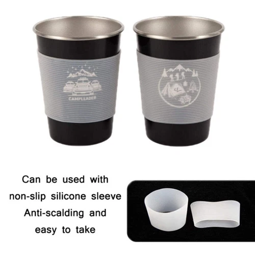 4 Piece Stainless Steel Picnic Cup Set with Storage Bag and Silicone Holder (Arm - Picture 4 of 7