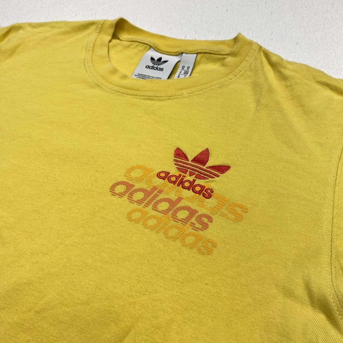 Adidas originals retro trefoil top logo t shirt collegiate gold